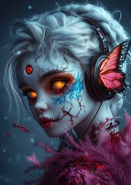Cyberpunk Butterfly Girl