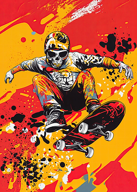 Skull Face Skateboarder