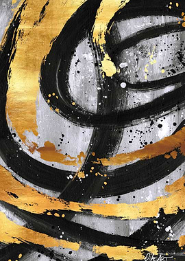 Abstract Gold & Black Art