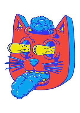 Psychedelic Cat Illustration