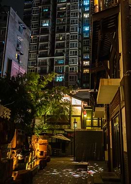 Nighttime Alleyway in China