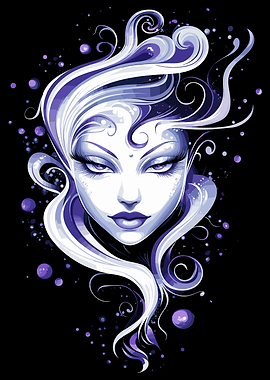 Purple and White Mermaid Portrait