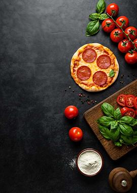 Pepperoni Pizza with Ingredients