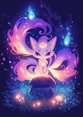 Magical Fox on Mushroom