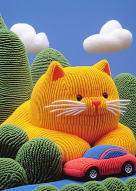 Knitted Cat and Car