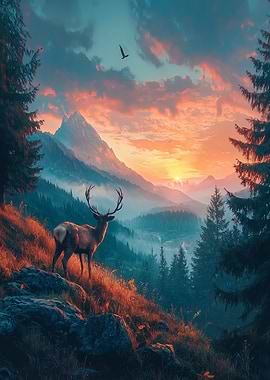 Majestic Deer Sunset