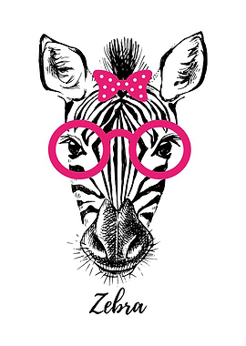 Zebra with Glasses, Zebra Art Print | Jungle Wall Art | Modern Boho Artwork | Zebra Poster | Zebra Stripes Illustration | Jungle Safari Art | Printable Wall Art