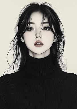 Beautiful Asian Girl Painting