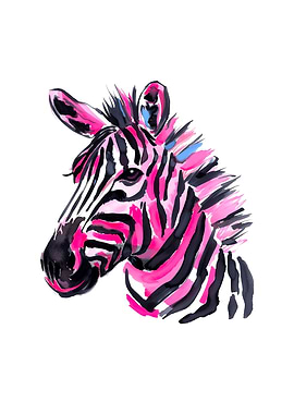Pink Zebra Watercolor, Watercolor Zebra PRINTABLE ART - Zebra Print Zebra Poster, Animals Print Home Decor, Animal Colorful Wall Art Wildlife Gift, Colorful printable watercolor zebra painting for home decor and wildlife art, zebra printable wall art