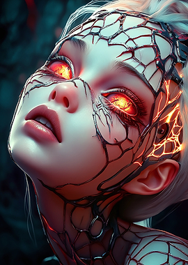 Cyberpunk Woman with Glowing Eyes