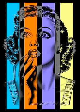 Pop Art Woman with Stars