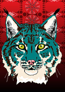 Teal Lynx Portrait