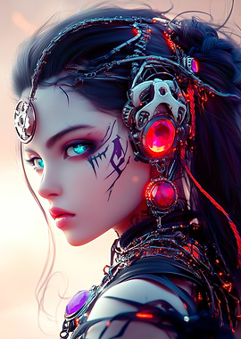 Cyberpunk Woman with Glowing Eyes