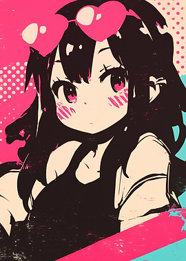 Anime Girl with Heart Sunglasses