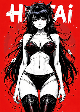 Anime Girl in Black Lingerie