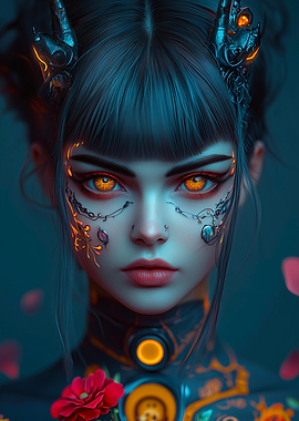 Cyberpunk Woman with Horns