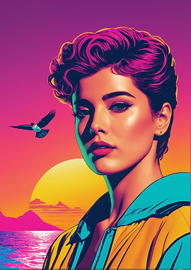 Retro Woman Sunset