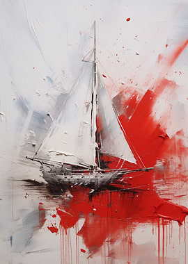 White Sailboat Art style