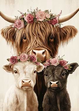 Highland Cow Family Portrait
