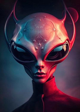 Female Alien Portrait - close up, AI generated