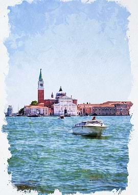 Venice Canal with Boat