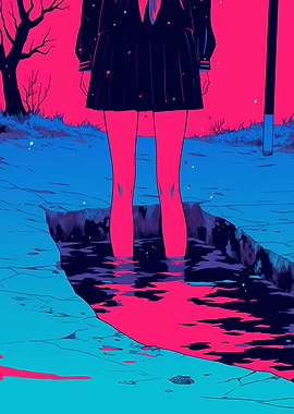 Anime Girl in a Crevice