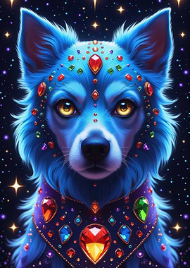 Blue Wolf with Jewels