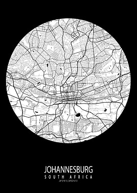 Johannesburg City Map South Africa Moon