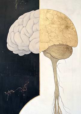 Golden Zen Brain Anatomy Art