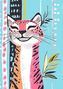 Smiling Leopard Print Cat