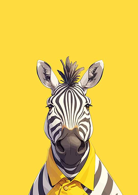 Zebra in Yellow Polo, Colorful printable zebra painting for home decor and wildlife art, zebra printable wall art, Zebra Art Print | Jungle Wall Art | Modern Boho Artwork | Zebra Poster | Zebra Stripes Illustration