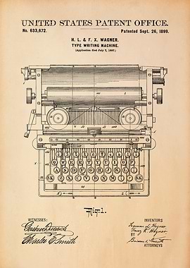 Vintage Typewriter Patent