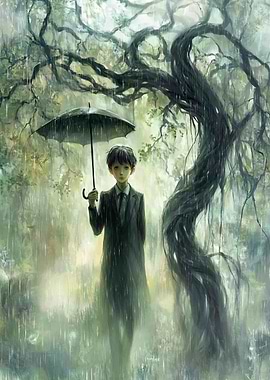 Serenity in the Rain: A Young Soul and an Ancient Tree
