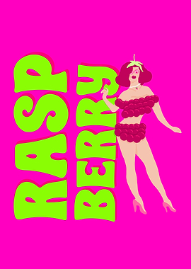 Raspberry Retro Pinup Illustration