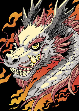 Fiery Dragon Illustration