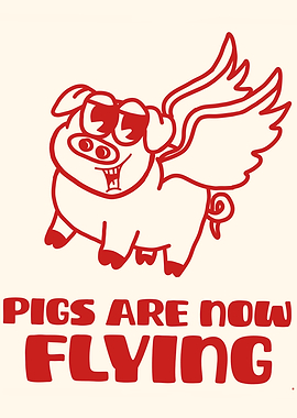 Flying Pig Rough Times Cartoon