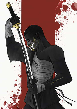 Black Samurai Warrior with Mask