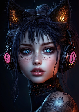 Cyberpunk Cat Girl