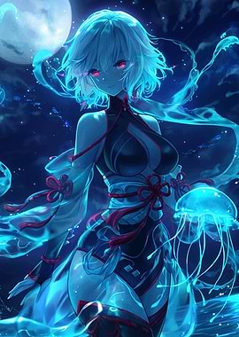 Anime Girl with Jellyfish