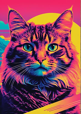 Neon Cat Portrait