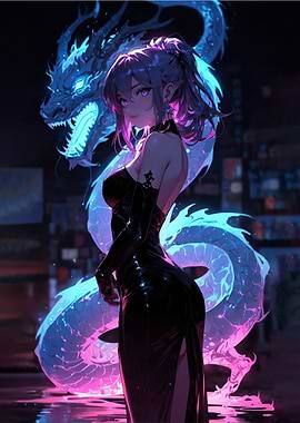 Anime Girl with Dragon