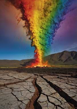 Rainbow Volcano Eruption