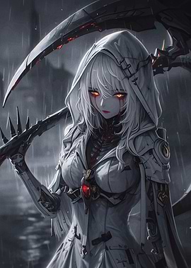 Cyberpunk Anime Girl with Scythe