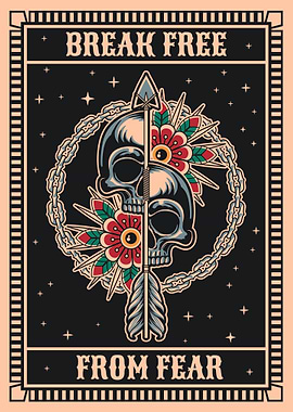 Break Free From Fear Skull Tattoo