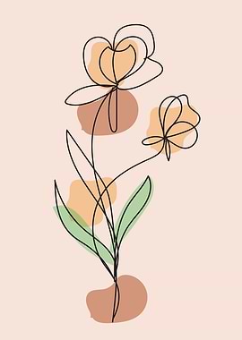 One Line Flower Art