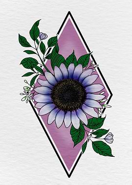 Purple Sunflower in Diamond