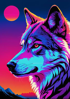 Neon Wolf Portrait