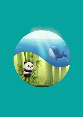 Panda and Whale Yin Yang