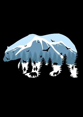 Bear Mountain Wildlife poster, Bear Metal Wall Decor, Large Outdoor Wall Art, Bear Mountain and Nature Decor, Forest Wall Decor, Wildlife Lover Gift, Farmhouse Wall Decor