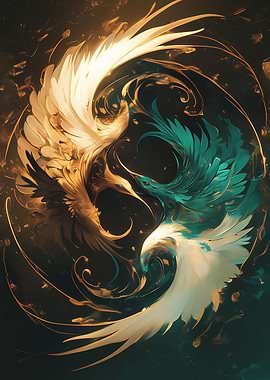 Golden and Teal Wings